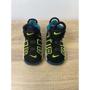 Nike Air More Uptempo Shoes Boys Size 6C Black Neon Green DZ2811-001